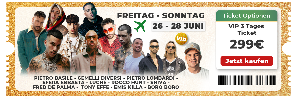 VIP-Wochenendticket - Fr. + Sa. + So.- Festival Stile Italiano