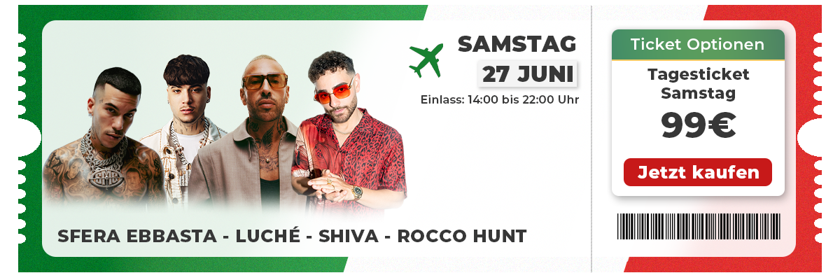 Tagesticket Samstag - Festival Stile Italiano